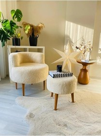 Resim Fahrettin Küçük Çay Seti Tekli Koltuk Berjer Ve Puf Takımı (Salon, Balkon, Ofis) 2 Li Takım Çay Seti Puflu 60 X 68 