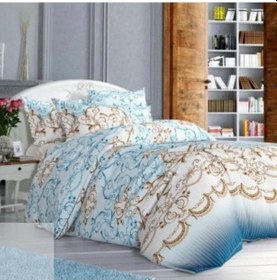 Resim Sinada Home 82 Tel %100 Pamuk Mavi Varak Desenli Nevresim Takımı Tek Kişilik 160x215cm Mavi 