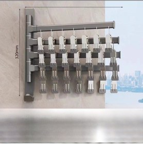 Resim Reedark Duvar Tipi Katlanabilir Çamaşır Asma Aleti - 28 Rüzgarlı Klipsli 4 Çubuk - Çorap, İç Çamaşırı İçin - Delme Yok Kurulum - Gri Rengi Diğer 