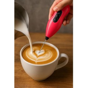 Resim Pilli Kahve Köpürtücü - Mini Süt Köpük Yapıcı El Mikseri, Sessiz Çalışan, Taşınabilir Karıştırıcı, Latte, Cappuccino ve Sıcak Içecekler Için (Renk Stok Durumuna Göre Gönderilir) 