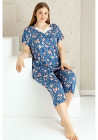 Resim Alimer Kadın İndigo Büyük Beden Bermuda Pijama Takm Edy2735b-i İndigo 
