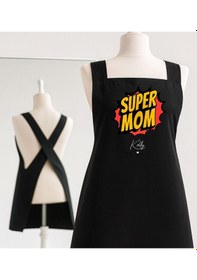 Resim Bk Gift Kişiye Özel Anneler Günü Tasarımlı Çapraz Askılı Siyah Mutfak Önlüğü - 3, Aşçı Önlüğü, Şef Önlüğü, Anneye Hediye Kobitmeyencom35891 Bk Gift Renkli 