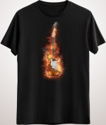 Resim GreenMint Unisex Siyah Flaming Gitar Guitar 2 