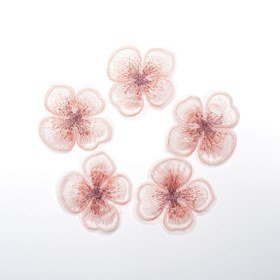 Resim 5 adet Pembe Dört Çiçekli Çiçek Nakışlı Dantel Yama, Polyester, Yapışkan Yok, Giysiler, Çantalar, Başlık Süslemesi, Giysi Süslemesi|Süslemeler|Polyester Kumaş, Sevimli Yama 