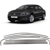 Resim Volkswagen Passat B8-B8.5 Paslanmaz Krom Cam Çerçeve Çıtası Seti 