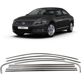 Resim Volkswagen Passat B8-B8.5 Paslanmaz Krom Cam Çerçeve Çıtası Seti 