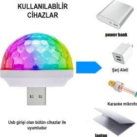 Resim Karva Müziğe ve Sese Duyarlı USB Girişli Mini Disko Topu 