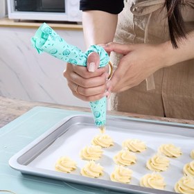 Resim Yeniden Kullanılabilir TPU Silikon Pasta Torbası, Kek, Kurabiye, Krem, Noel Tatil Malzemeleri için Plastik Pişirme Dekorasyon Aracı, Renkli Baskılı Desenler 