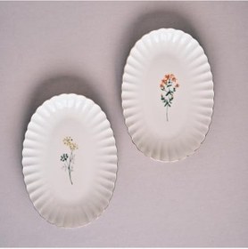 Resim Porselen Tiny 2 Parça 24 Cm Kayık Tabak Açık 