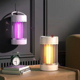 Resim Taşınabilir USB Güçlü Elektrikli Sivrisinek Lambası - Kompakt İç Mekan Böcek Öldürücü UV Işıklı, Asma Kanca ve Ev Kullanımı için Sessiz Çalışma, Beyaz Tasarım, Mor & Turuncu Aydınlatma Seçenekleri, Sivrisinek Kovucu 