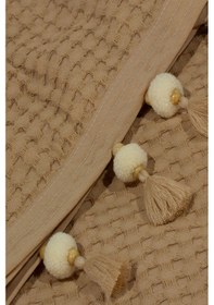 Resim Vionel Home Pamuklu Waffle Desen Ponponlu Çift Kişilik Pike Kahverengi 