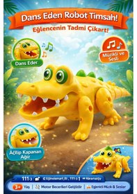 Resim Dans Eden Robot Timsah Eğlence Hareket Ve Kahkaha Bir Arada Dansçı Crocodile - Sarı 