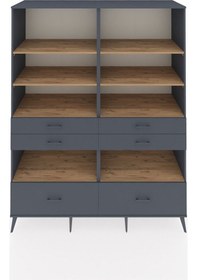 Resim Kronos Gardrop 8 Raflı 6 Çekmeceli 176x59x221 Antrasit-çam/antrasit Çam/antrasit 