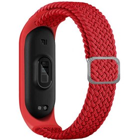 Resim Xiaomi Mi Band 4 KRD 49 Cırt Cırt Kumaş Ayarlanabilir Örgü Tasarım Kırmızı Kordon 