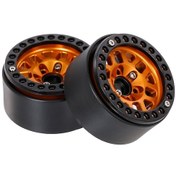 Resim Yunboo 1/10 Rc Tırmanıcı İçin Çelik Jant, 55mm Çap, Sert Metal, Sıvıya İhtiyacı Yok, Siyah/altın, 12 Açı Delikli, 2 Adet + Vida Seti 