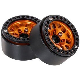 Resim Yunboo 1/10 Rc Tırmanıcı İçin Çelik Jant, 55mm Çap, Sert Metal, Sıvıya İhtiyacı Yok, Siyah/altın, 12 Açı Delikli, 2 Adet + Vida Seti 