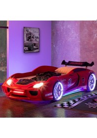 Resim Vento Cooper Rüzgarlıklı Full Ledli Arabalı Yatak, Kırmızı 