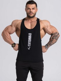 Resim Gymwolves Erkek Spor Atleti İnce Askılı | Siyah | Stringer | Workout Tanktop | 