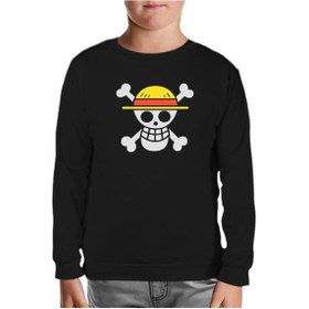 Resim One Piece - Logo Siyah Çocuk Sweatshirt 