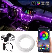 Resim Araç İçi App Kontrollü RGB Atmosfer Ambiyans Led Neon Lamba 5 Parça 6 Metre Yeni Ürün ŞüsCarOto ÜCRETSİZ KARGO