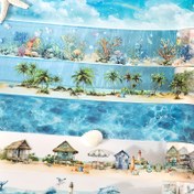 Resim 200cm/Rulo Su Geçirmez PET Bant - Palmiye Ağaçları, Mercan Resifleri ve Deniz Yaşamı ile Tropik Plaj Manzarası | Ring Sea Diary Serisi Scrapbooking, Tebrik Kartları, Günlük Dekoru için | Canlı Kıyı Temalı Malzemeler, Deniz Altı Süslemeleri, Scrapbooking Aksesuarı, Yaz Manzarası Bandı, Yaratıcı El İşi Malzemesi, Dayanıklı Yapışkan 