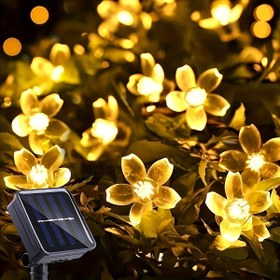 Resim Güneşli Kiraz Çiçeği Dizisi - 100/50/20 LED, Yüksek Verimli Güneş Paneli, Seçim İçin 4 Renk, Paskalya, Noel, Anneler Günü, Partiler, Düğünler ve Dış Mekan Bahçe Dekoru İçin İdeal, Noel Süsleri 