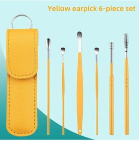 Resim Kulak Temizleme Aracı Paslanmaz Çelik Kulak Temizleme Çubuğu Kiti Ve 1 Adet Saklama Çantası Kulak Kiri Sökücü Aracı Yellow 