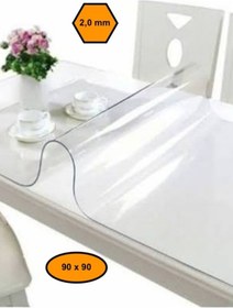 Resim 2,0 Mm Pvc Masa Örtüsü, Şeffaf Masa Kaplaması, 90x90 