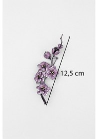 Resim Sakura Çiçeği Siyah Rodyum Kaplama Gümüş Broş Siyah 