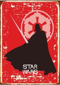 Resim Darth Vader Temalı Star Wars Retro Ahşap Tablo - Galaktik İmparatorluk Tasarımı 