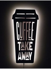 Resim Coffe Dekoratif Led Işıklı Ahşap Tablo 35x70 cm, coffe1 