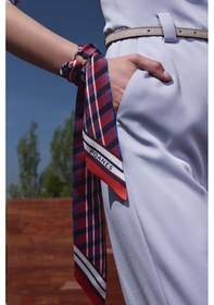 Resim Ekose Desenli İpek Fular Kırmızı 