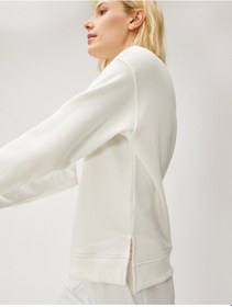 Resim Koton Basic Sweatshirt Bisiklet Yaka Pamuklu Beyaz 3sak10195ek Beyaz 