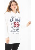 Resim Kadın Büyük Beden Kemik İçi Şardonlu Üç İplik Kapşonlu Sweatshirt 65n37294-kemik Kemik 