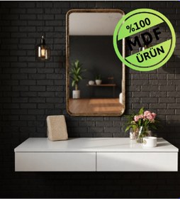 Resim Mdf Makyaj Masası Ve Dresuar 120x30 Cm Çekmeceli Modern Tasarım Beyaz 