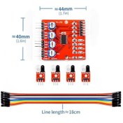 Resim 4 Kanal Kızılötesi IR Çizgi İzleme Takip Sensör Modülü Engel Algı 