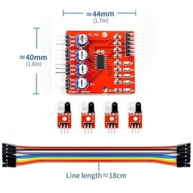 Resim 4 Kanal Kızılötesi IR Çizgi İzleme Takip Sensör Modülü Engel Algı 
