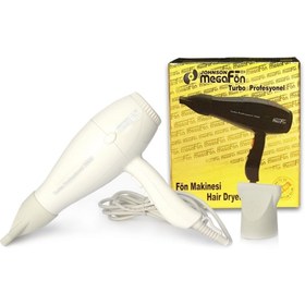 Resim Johnson Megafön Profesyonel Kuaför Saç Kurutma / Fön Makinesi 2400w Beyaz 