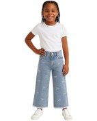 Resim Kız Çocuk Fiyonk İşlemeli Kot Pantolon-15831 Mavi 