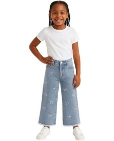 Resim Kız Çocuk Fiyonk İşlemeli Kot Pantolon-15831 Mavi 