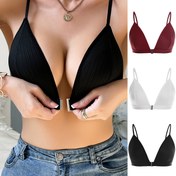 Resim 3 Adet Kadınlar İçin Seksi Ön Kapatmalı Telsiz Sütyen - Yumuşak Konfor, Tel Yok, Dolgu Yok, Tam Kaplama Yuvarlak Yaka, Düz Siyah/Lacivert/Beyaz, Günlük ve Özel Günler İçin Yetişkin Sütyenler, Elde Yıkanabilir 