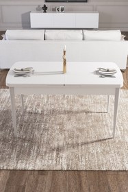 Resim Canisa Mun Serisi, 80x132 Açılabilir Mdf Beyaz Mutfak Masası 