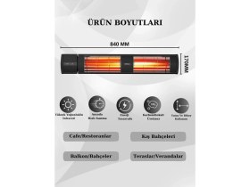 Resim Hottable Supreme Plus 3000 Watt Uzaktan Kumandalı Isı Kademeli Dış Ortam Isıtıcı 