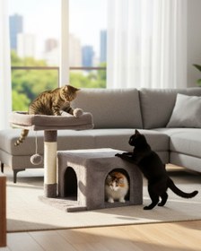 Resim Reyo Pet Komfor Stepli Yuvalı Kedi Tırmalaması Antrasit 