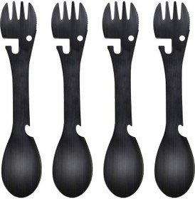 Resim Wezone Paslanmaz Çelik 4'lü Çatal Kaşık Bıçak Seti - Hediye Kutusunda Siyah 