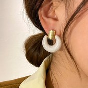 Resim Kadınlar için 14K Altın Kaplama, Beyaz ve Pembe Enamel, Çinko Alaşım - Çok Yönlü Günlük Kullanım, Tüm Mevsimler İçin Aksesuar, Şık Küpe 
