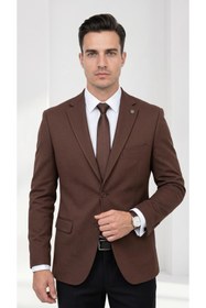 Resim Plus Scorpion Slim Fit Mikro Desenli Erkek Ceket Yazlık Pike Kumaş Çift Yırtmaç Blazer 