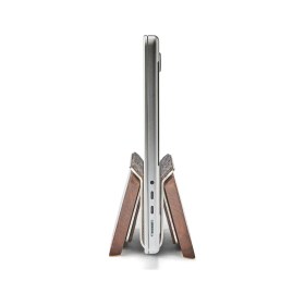 Resim Clue Design Doğal Ahşap Metal Dikey MacBook Istasyonu - Premium MacBook Stand 
