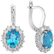 Resim Sirius Pırlanta Ve Oval Mavi Topaz Taşlı Anturaj Küpe 0804E0052 
