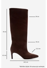 Resim Luvishoes Camila Kahverengi Süet Kadın Topuklu Çizme Kahverengi 